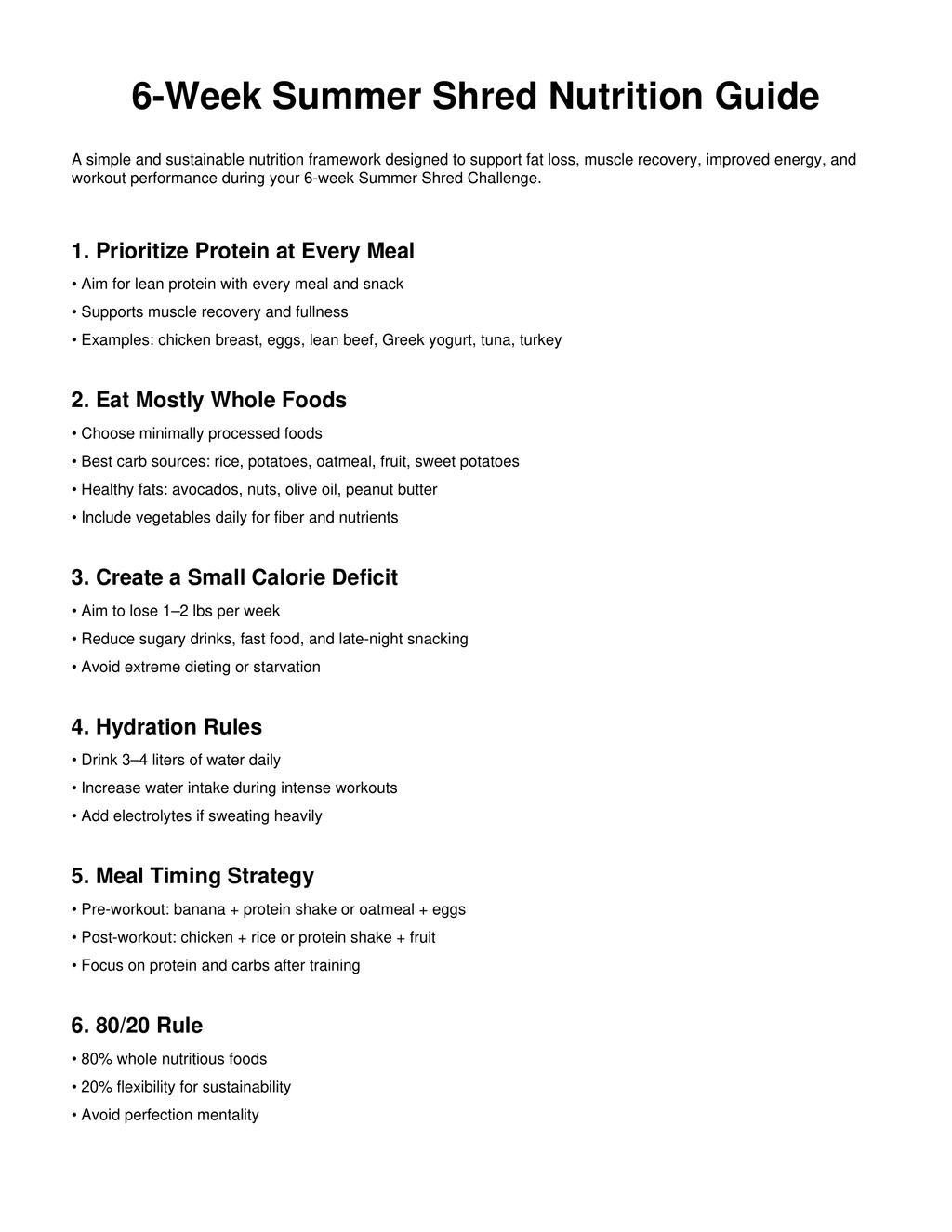 6 Week Summer Shred Challenge Template