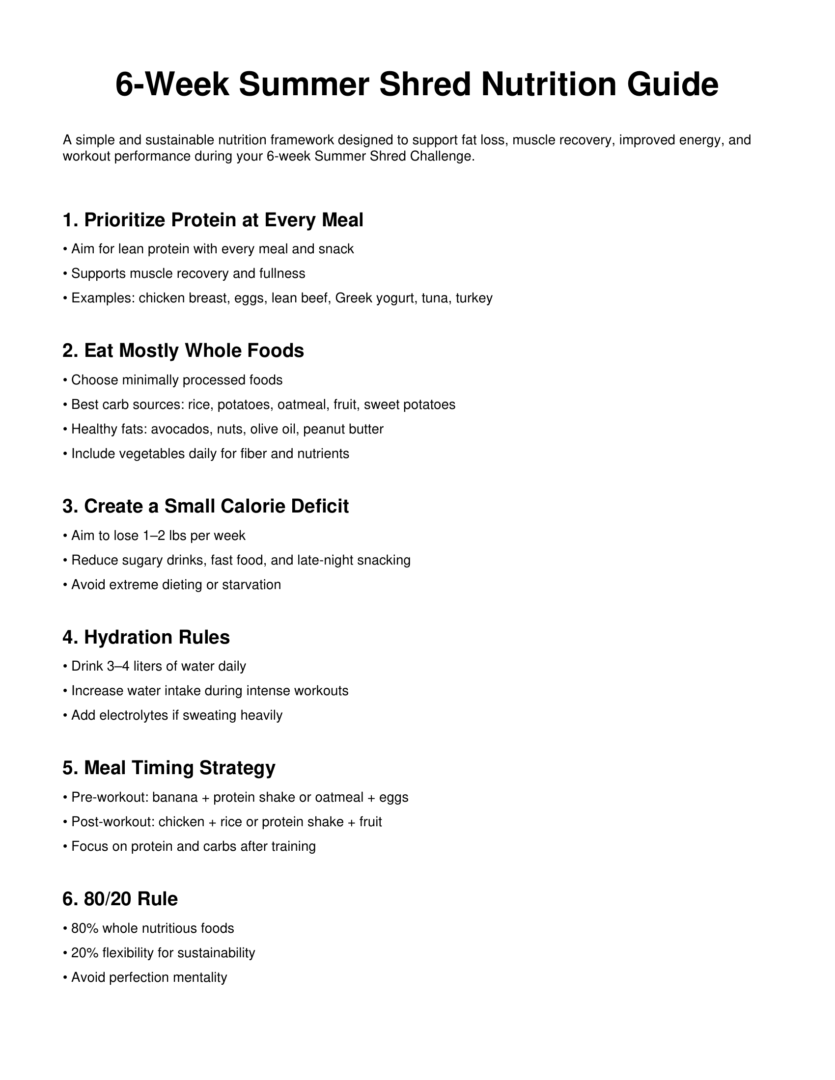 6 Week Summer Shred Challenge Template