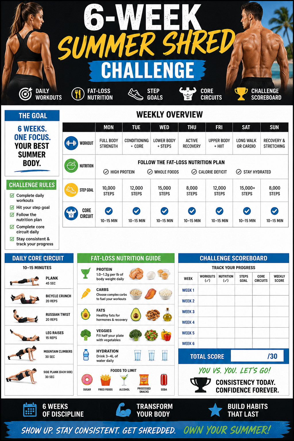 6 Week Summer Shred Challenge Template